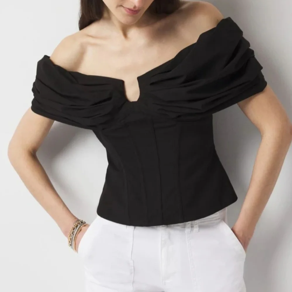 WHBM Black Drama Sleeve Bustier - Picture 1 of 6